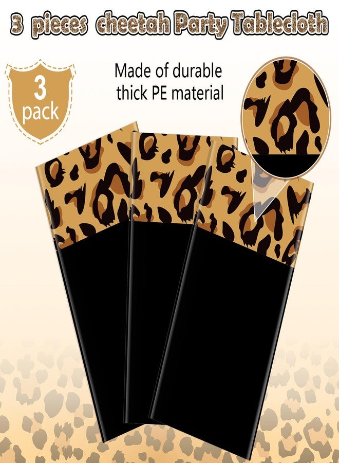 Jectivs 3 Pack Leopard Print Party Tablecloth Decorations,Safari Animal Cheetah Plastic Table Cloth Black Leopard Runner Disposable Rectangle Table Cover for Baby Shower Birthday Party Supplies, 54x108 Inch - Image 3
